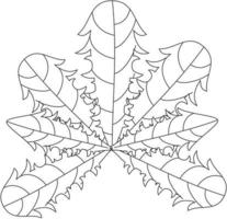 taraxacum officinale paardebloem blad vector icoon zwart en wit