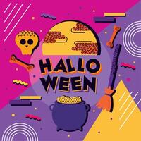 halloween belettering Memphis stijl vector