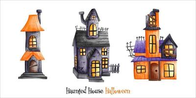 gelukkig halloween. halloween achtervolgd huis. halloween element. halloween decoratie vector