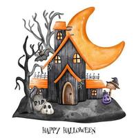 maan halloween achtervolgd huis. halloween element. halloween decoratie vector