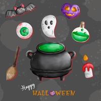 gelukkig halloween. halloween decoraties. heks, tovenarij, magie verschrikking concept vector