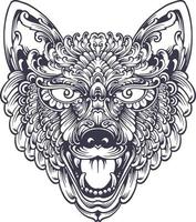 elegant wijnoogst ornament wolf monochroom vector