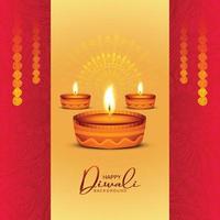 gelukkig diwali diya lampen vakantie kaart viering poster achtergrond vector