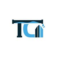 brief tc gebouw loodgieter modern logo vector