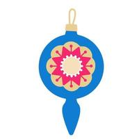 Kerstmis speelgoed- voor de Kerstmis boom, blauw bal met een patroon. traditioneel symbool van de vakantie vector