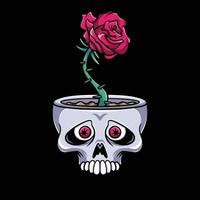 schedel roos bloemen streetwear tekenfilm vector