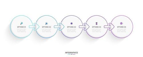 vector infographic labelontwerpsjabloon met pictogrammen en 5 opties of stappen. kan worden gebruikt voor procesdiagram, presentaties, workflowlay-out, banner, stroomschema, infografiek.