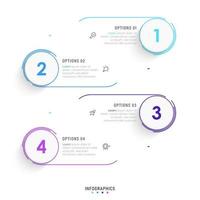 vector infographic labelontwerpsjabloon met pictogrammen en 4 opties of stappen. kan worden gebruikt voor procesdiagram, presentaties, workflowlay-out, banner, stroomschema, infografiek.