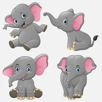 tekenfilm grappig olifanten verzameling reeks vector