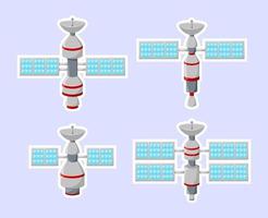 tekenfilm reeks van satelliet pictogrammen vector