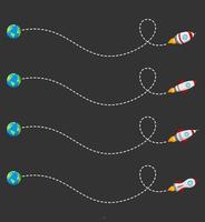 vliegend raket met een stippel lijn route vector