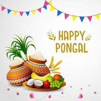 gelukkig pongal groet kaart Aan wit achtergrond vector