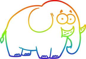 regenbooggradiënt lijntekening cartoon olifant vector