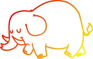 warme gradiënt lijntekening cartoon olifant vector