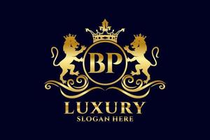 eerste bp brief leeuw Koninklijk luxe logo sjabloon in vector kunst voor luxueus branding projecten en andere vector illustratie.