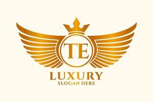 luxe Koninklijk vleugel brief te kam goud kleur logo vector, zege logo, kam logo, vleugel logo, vector logo sjabloon.