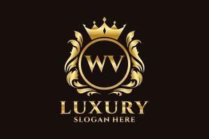 eerste wv brief Koninklijk luxe logo sjabloon in vector kunst voor luxueus branding projecten en andere vector illustratie.