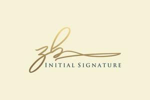 eerste zb brief handtekening logo sjabloon elegant ontwerp logo. hand- getrokken schoonschrift belettering vector illustratie.