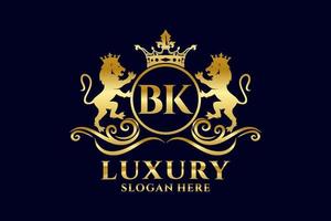 eerste bk brief leeuw Koninklijk luxe logo sjabloon in vector kunst voor luxueus branding projecten en andere vector illustratie.