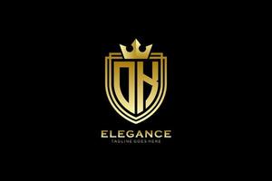 eerste OK elegant luxe monogram logo of insigne sjabloon met scrollt en Koninklijk kroon - perfect voor luxueus branding projecten vector