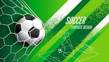 voetbal sjabloonontwerp, voetbalbanner, sportlay-outontwerp, groen thema, vector