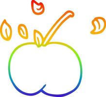 regenbooggradiënt lijntekening cartoon sappige appel vector