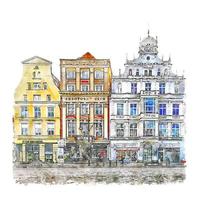 Rostock Duitsland waterverf schetsen hand- getrokken illustratie vector