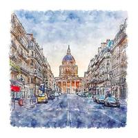 pantheon Parijs Frankrijk waterverf schetsen hand- getrokken illustratie vector