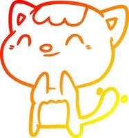 warm helling lijn tekening schattig gelukkig weinig kat vector