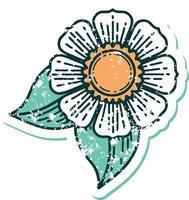 iconisch verontrust sticker tatoeëren stijl beeld van een bloem vector