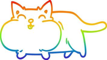 regenbooggradiënt lijntekening cartoon gelukkige kat vector
