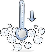 uit de vrije hand getrokken tekenfilm dropping temperatuur vector