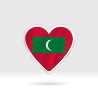 hart van Maldiven vlag. zilver knop ster en vlag sjabloon. gemakkelijk bewerken en vector in groepen. nationaal vlag vector illustratie Aan wit achtergrond.