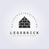 Lego steen huis logo vector illustratie ontwerp