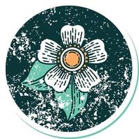 iconisch verontrust sticker tatoeëren stijl beeld van een bloem vector