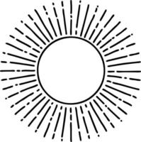 tatoeëren in zwart lijn stijl van een zon vector