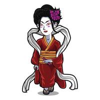 geisha chibi mascotte logo ontwerp vector