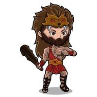 heracles chibi mascotte logo ontwerp vector