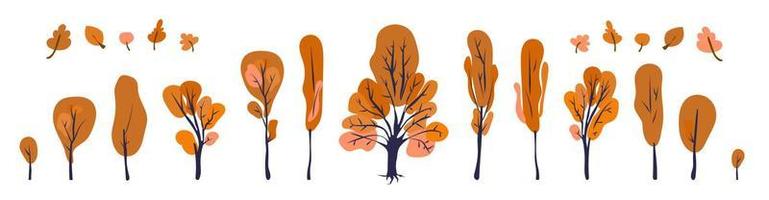 herfst bomen reeks vector illustratie geïsoleerd Aan wit achtergrond