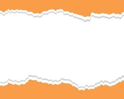 oranje gescheurd papier kader met wit achtergrond vector