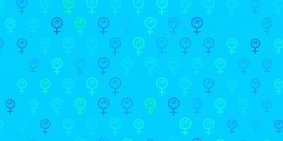 lichtblauwe, groene vectorachtergrond met vrouwensymbolen. vector