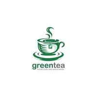 groen thee logo ontwerp vector