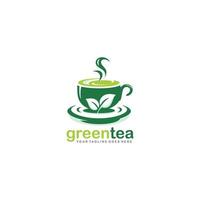 groen thee logo ontwerp vector