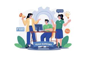 team ondersteuning afdeling adviseert de klanten kantoor arbeiders. vector