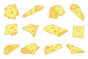 hand- getrokken reeks van kaas onderdelen en plakjes. kaas icoon. vector kaas clip art