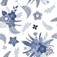 naadloos patroon met blauw bloemen en bladeren. creatief bloemen textuur. Super goed voor kleding stof, textiel vector illustratie