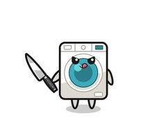 schattig het wassen machine mascotte net zo een psychopaat Holding een mes vector