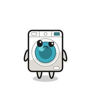 de mascotte van de het wassen machine met sceptisch gezicht vector