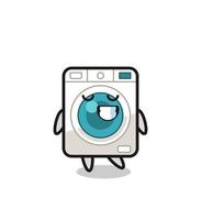 het wassen machine tekenfilm illustratie met een verlegen uitdrukking vector