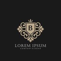 b eerste brief luxe logo sjabloon in vector kunst voor restaurant, royalty, boetiek, cafe, hotel, heraldisch, sieraden, mode en andere vector illustratie.